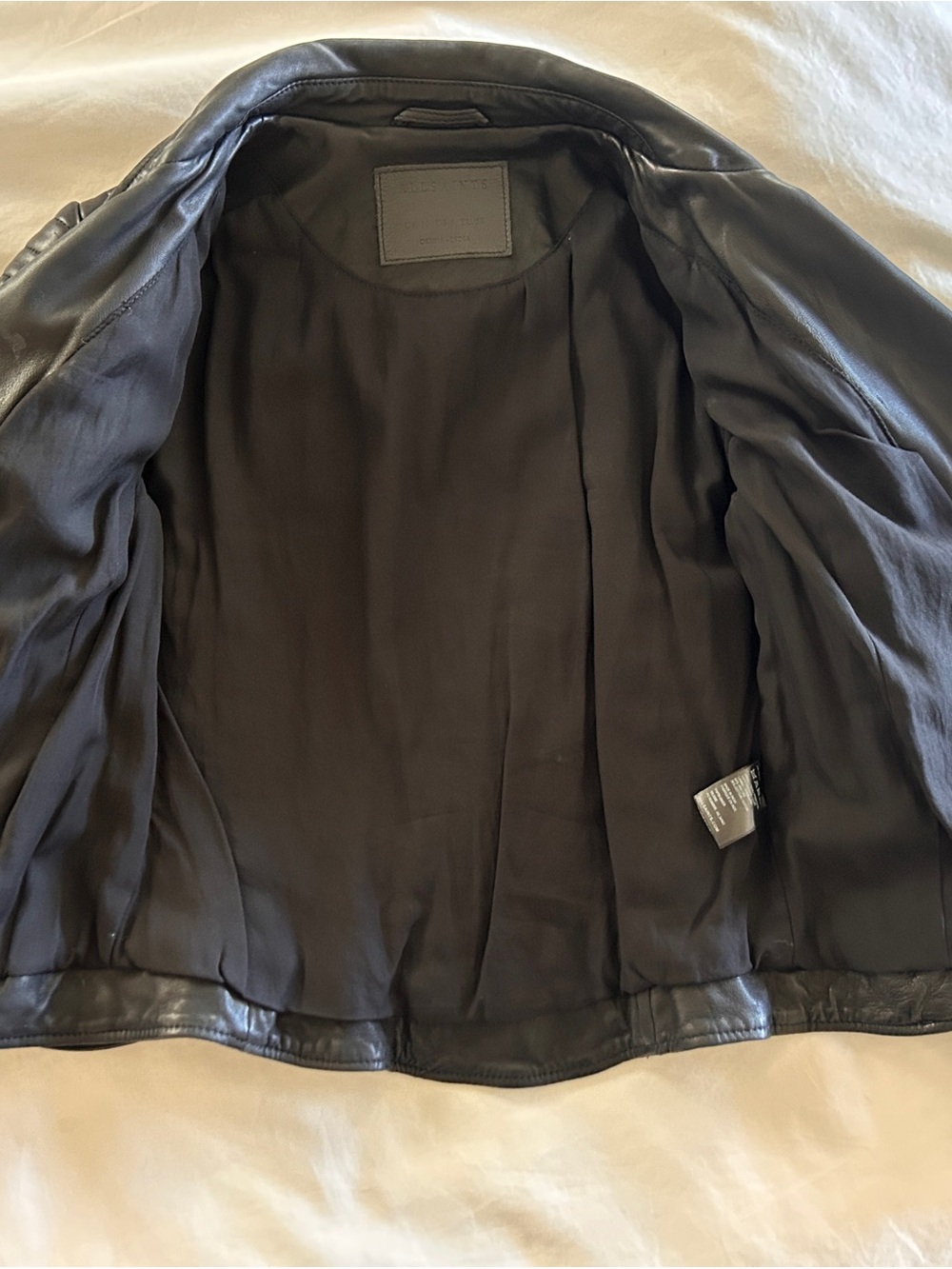 AllSaints Black Leather Papin Moto Jacket - Picture 8 of 9